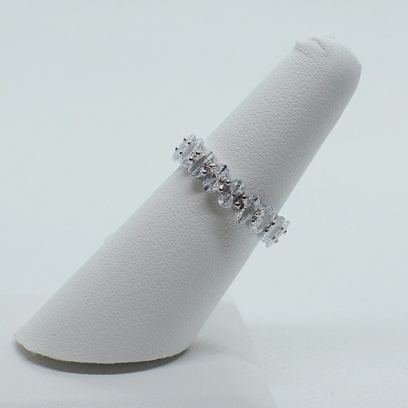 .925 Sterling Silver Oval CZ Eternity Band Ring - Picture 5 of 9